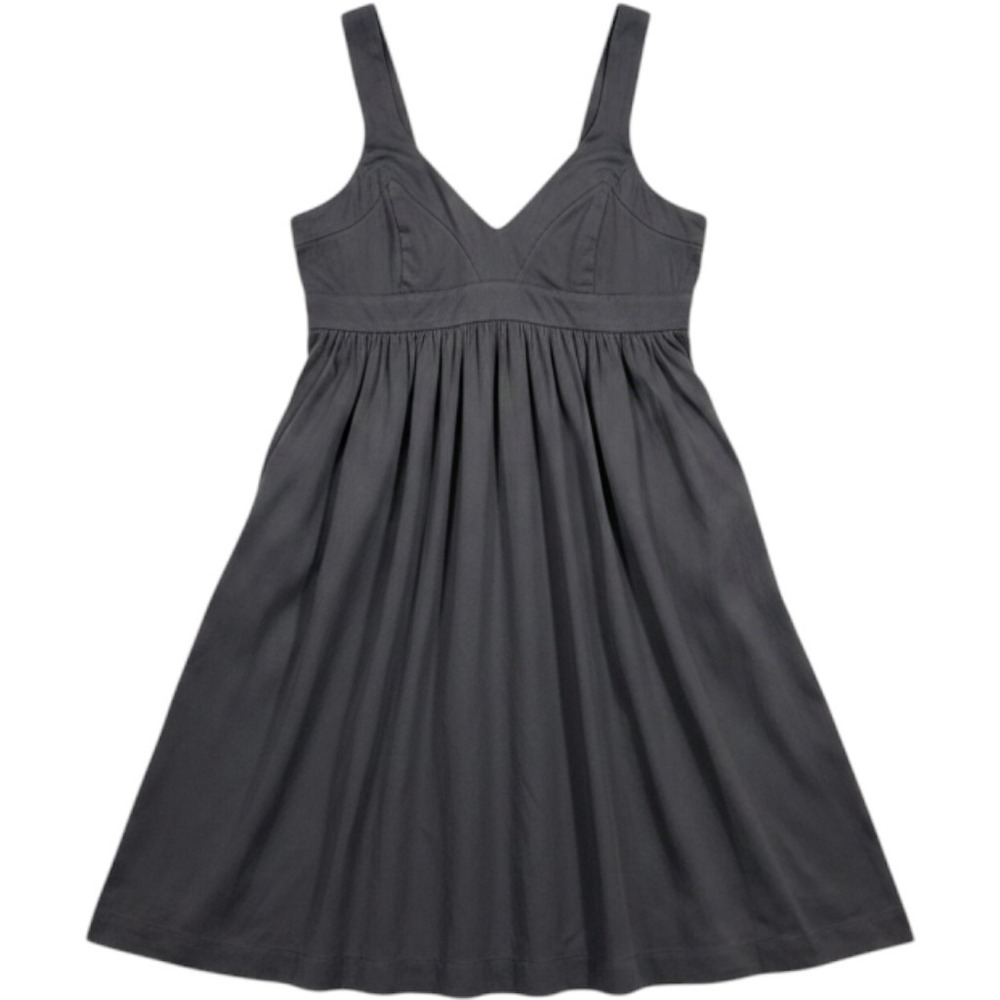 Lands End Canvas Sun Dress Womens 8 Charcoal Grey Lyocell Empire Waist
